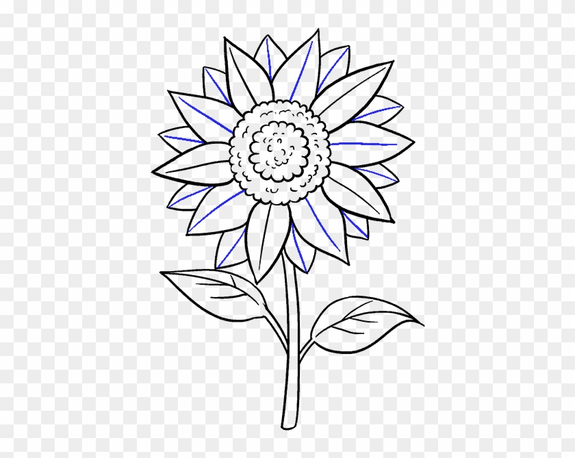 Drawn Flower Sunflower - Easy Sun Flower Drawing Clipart #4642316