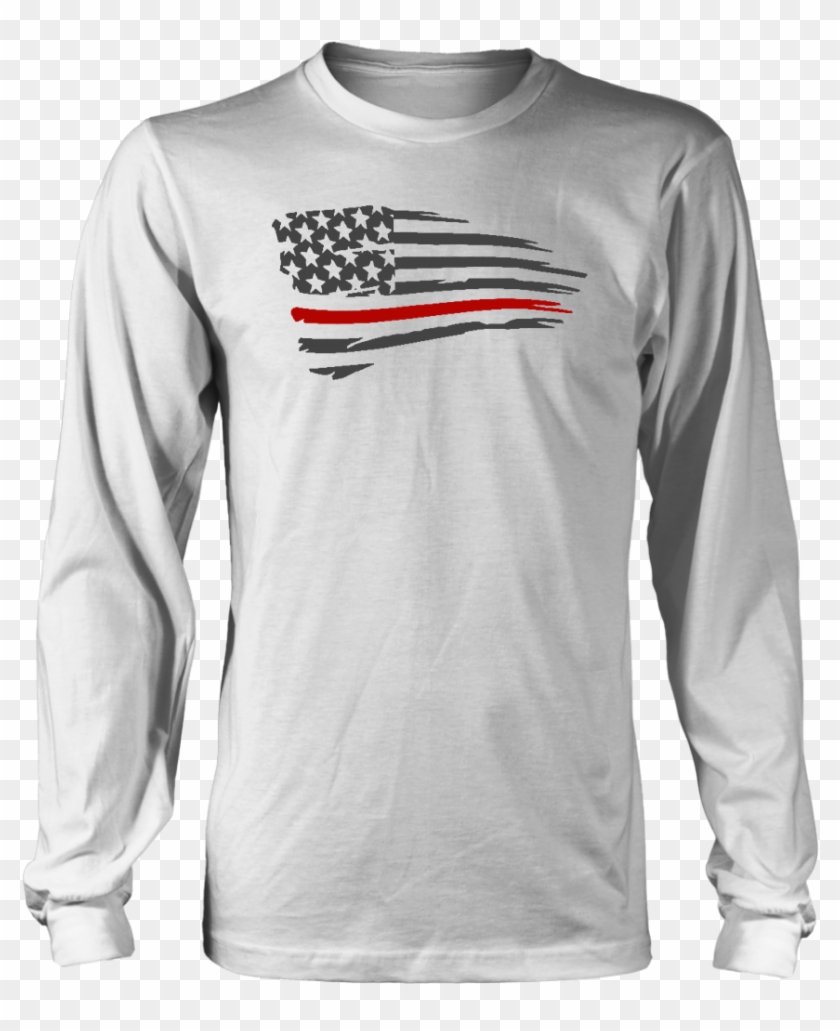 Usa Flag Thin Red Line Of Courage Unisex Long Sleeve - Durrr Burger Shirt Clipart #4643826