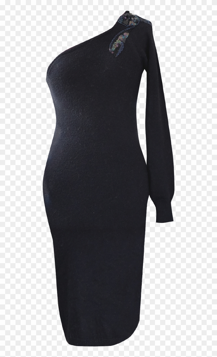 One Shoulder Sweater And Sequin Dress By British Steele - Little Black Dress Clipart #4644129