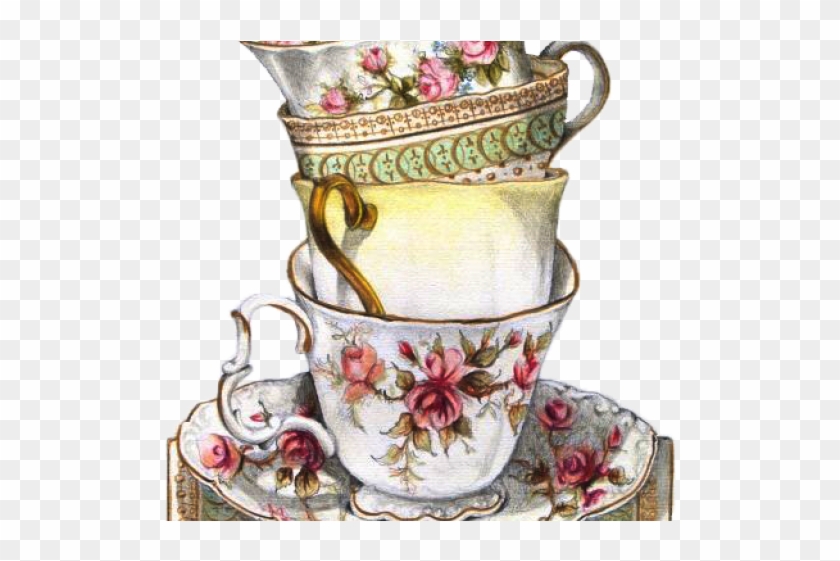 Drawn Tea Cup Vintage Teacup - Tea Party Illustration Vintage Clipart #4644264