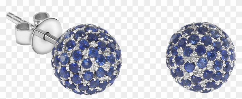 12 Blue Sapphire & 18ct White Gold Stud Earrings - Earrings Clipart #4644445