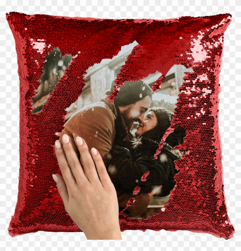 Red Sequin Personalised Cushion - Nicholas Cage Sequin Pillow Clipart