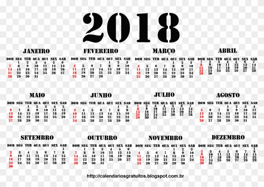 Calendário 2018 Png Portugues - Calendario 2018 Feriado Julho Clipart #4646118