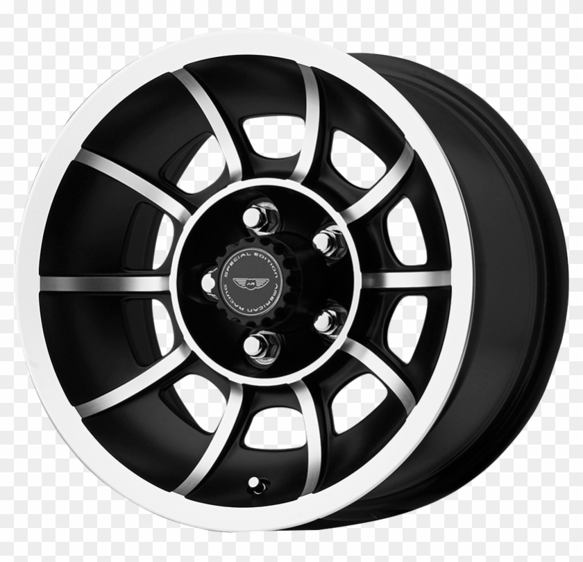 Vector Satin Black Machined - American Racing Vector Clipart #4646863