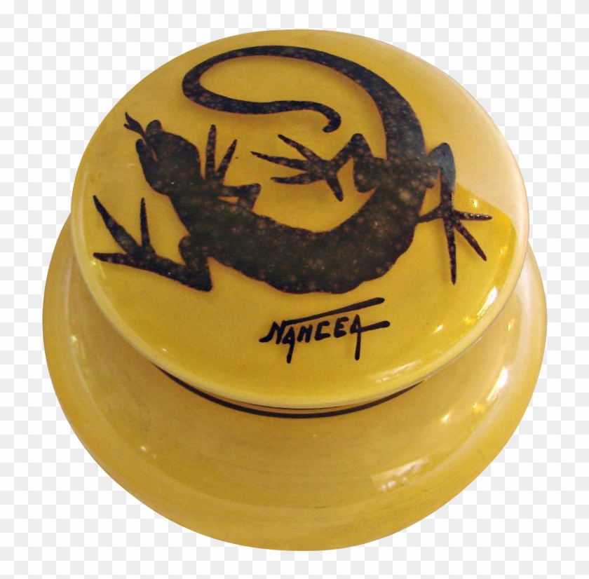 French Grosclaude Cameo Yellow Art Deco Glass Box W - Salamandra Clipart