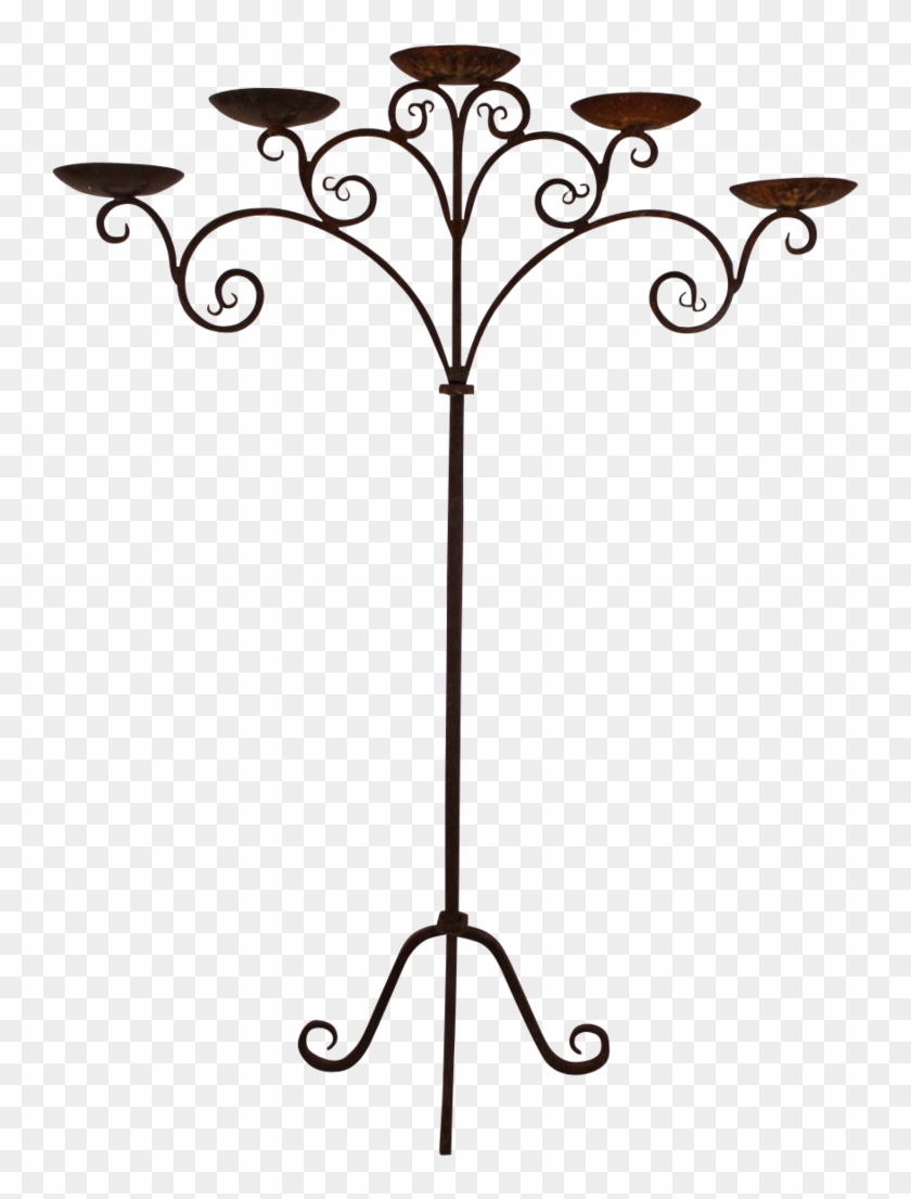 Fantastic Antique Gothic Wrought Iron Five Candle - Candle Clipart #4647998