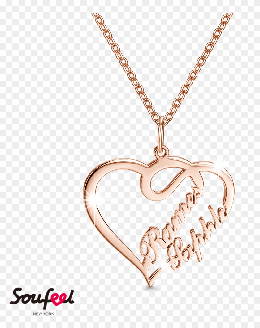 Overlapping Hearts Personalized Name Necklace Rose - New Name Locket Gold Clipart