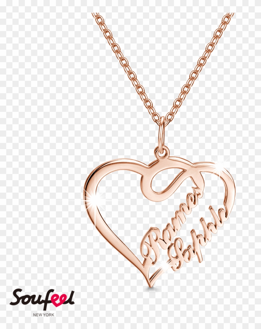 Overlapping Hearts Personalized Name Necklace Rose - New Name Locket Gold Clipart #4648249