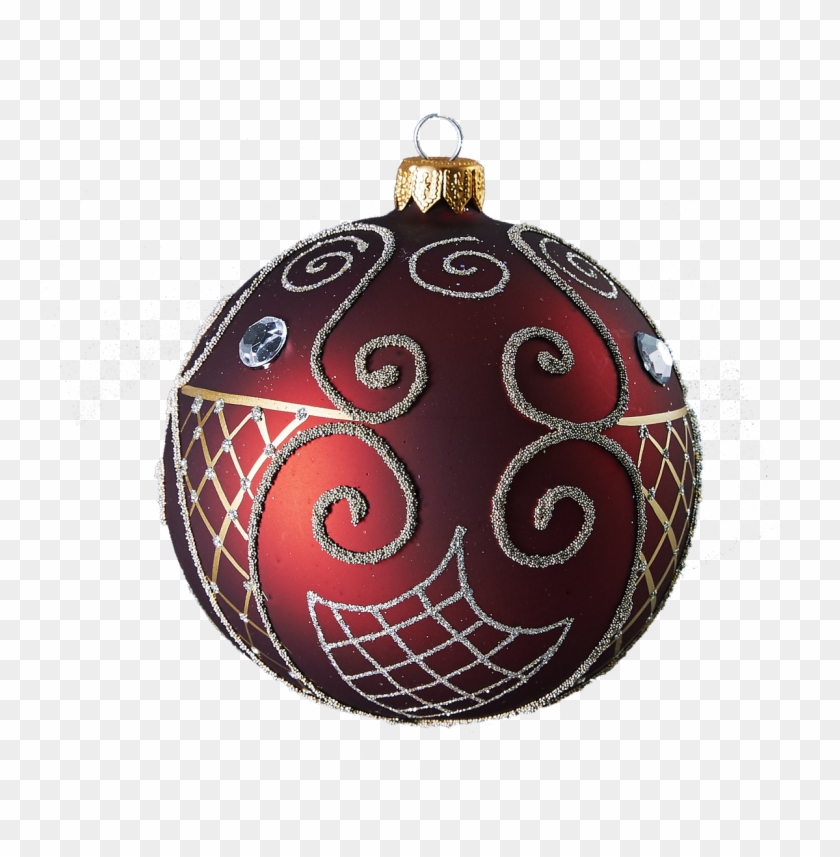 Hand Crafted Christmas Ornament Ruby Ball With Gold - Christmas Ornament Clipart #4649496