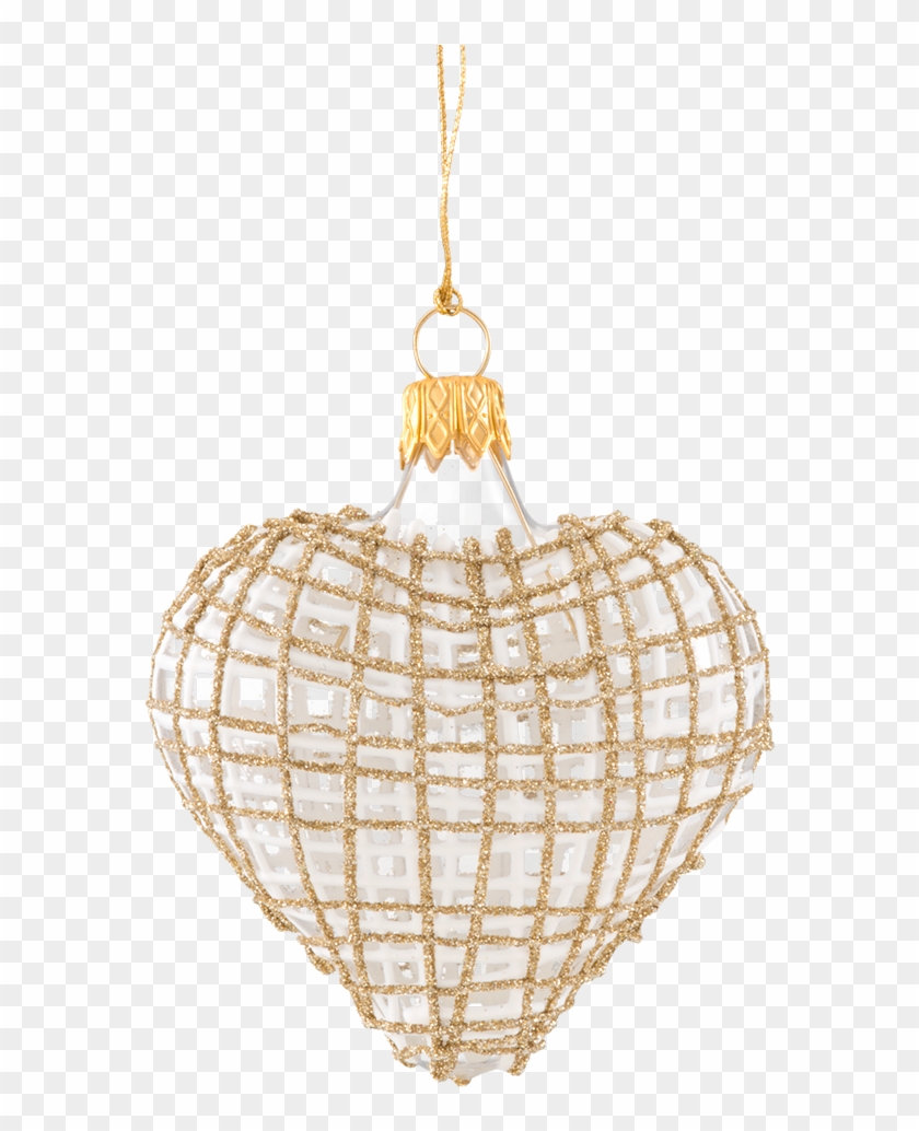Christmas Ornament "heart" Clear, With Glitter, Gold/white - Locket Clipart #4649565