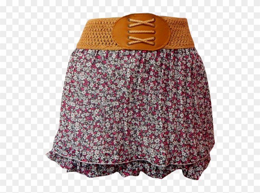 Mini Falda Flores Blancas Y Rosas Mini Falda Con Doble - Falda De Tela Flores Clipart