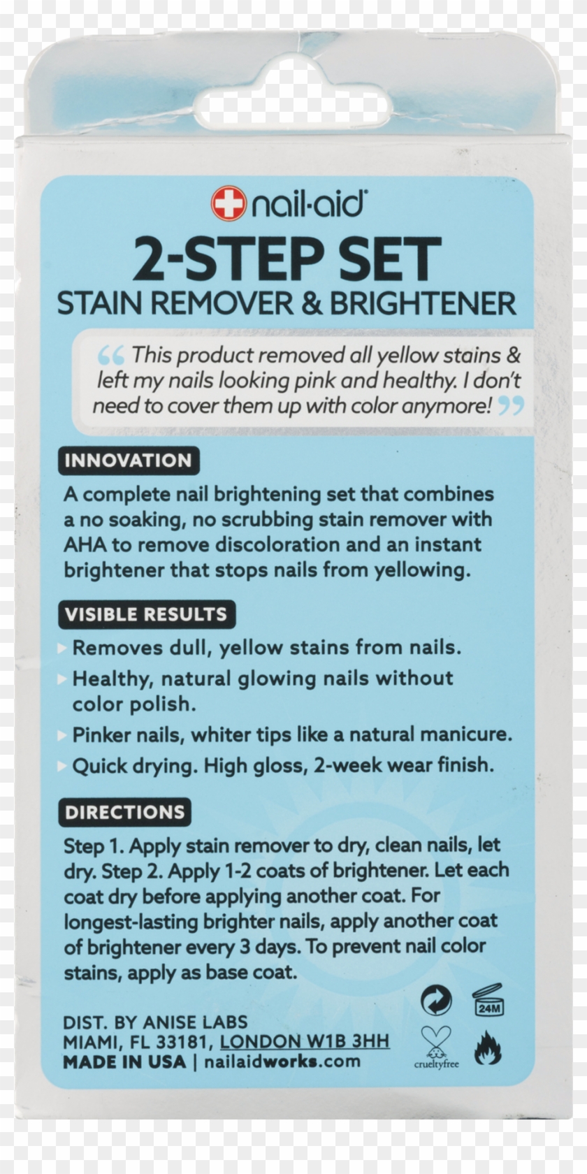 Nail Aid 2 Step Set Stain Remover & Brightener, - Plastic Clipart #4652382