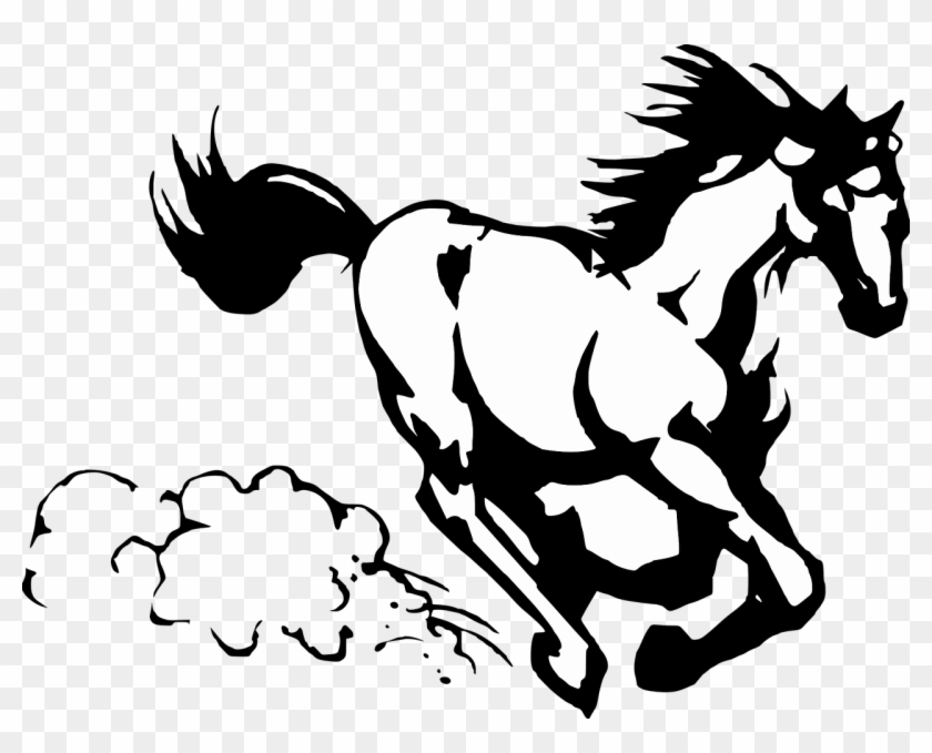 Horse Running Clipart Black And White - Png Download