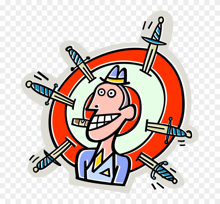 Vector Illustration Of Impalement Arts Circus Act Knife - Knife Throwing Clipart #4653287