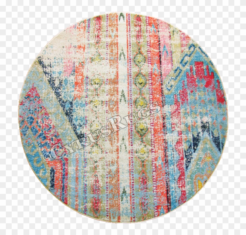 Kaleidoscope Distressed Round Rug E228b Multi Color - Circle Clipart #4653453
