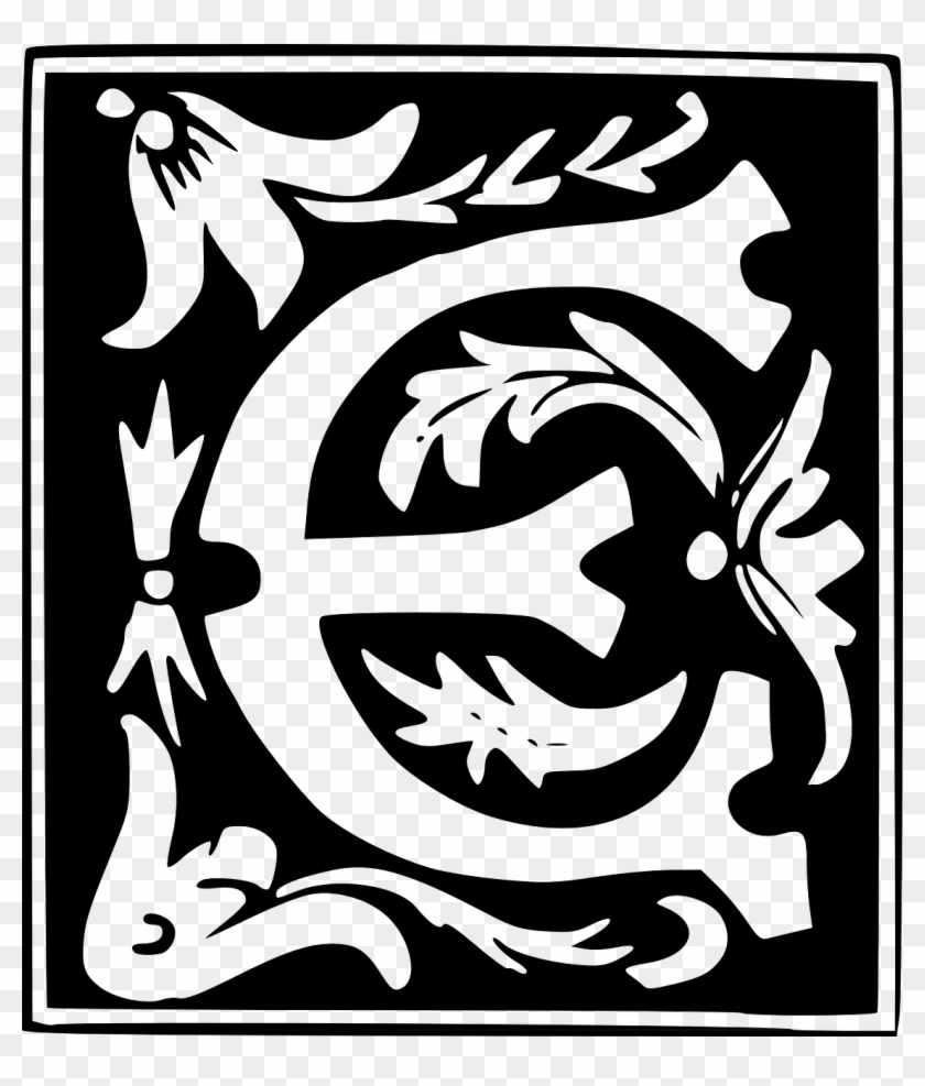 E,retro,vintage - Decorative Letter E Clipart