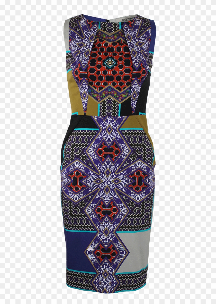 Sleeveless Aztec Print Dress - Day Dress Clipart