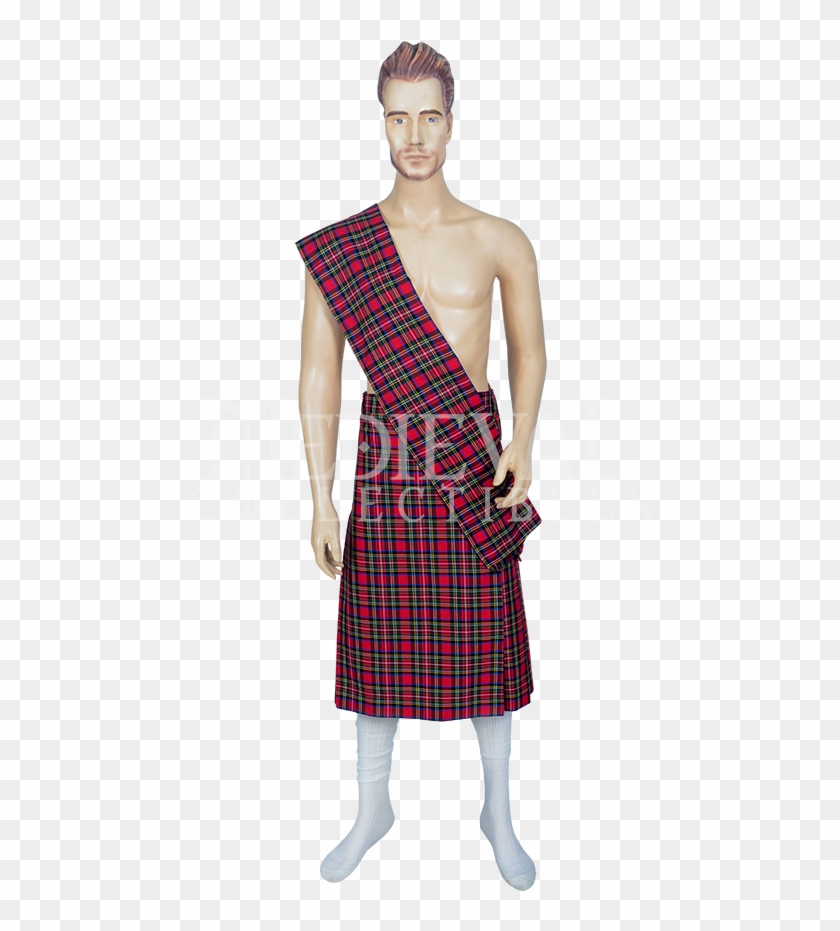 Men's Scottish Kilt With Scarf - Plaid Clipart