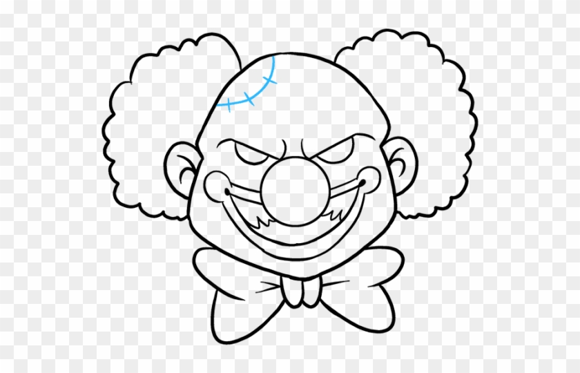 Vector Zombie Clown Face - Easy Scary Clown Drawing Clipart #4654933