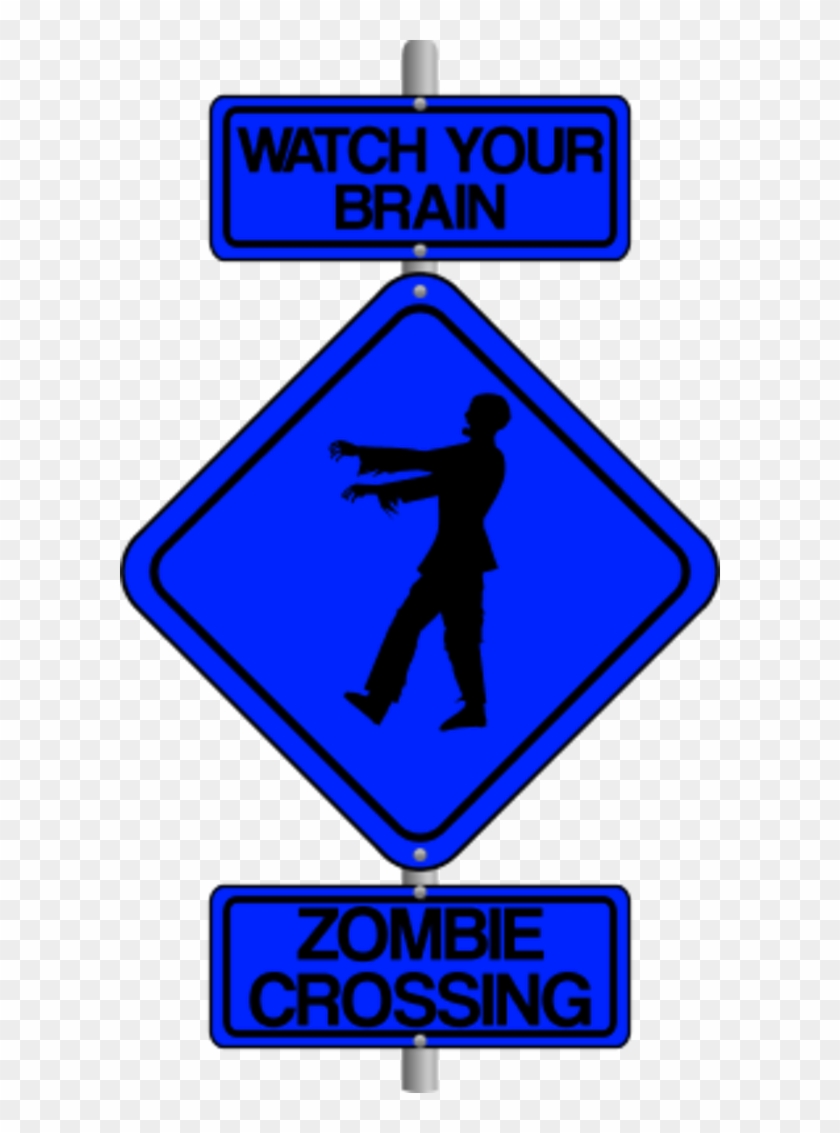 Zombie Crossing The Street Comic Traffic Sign - Traffic Sign Clipart #4655203