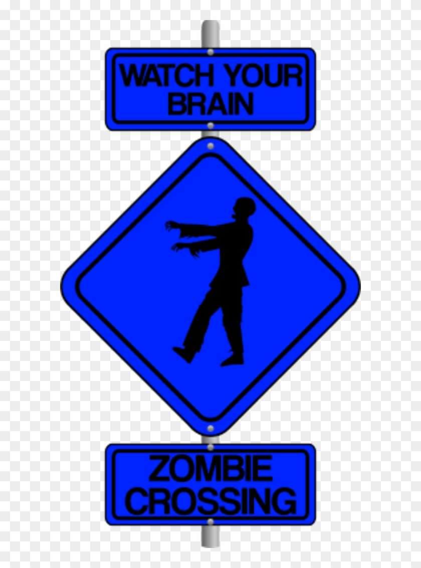 Zombie Crossing The Street Comic Traffic Sign - Traffic Sign Clipart