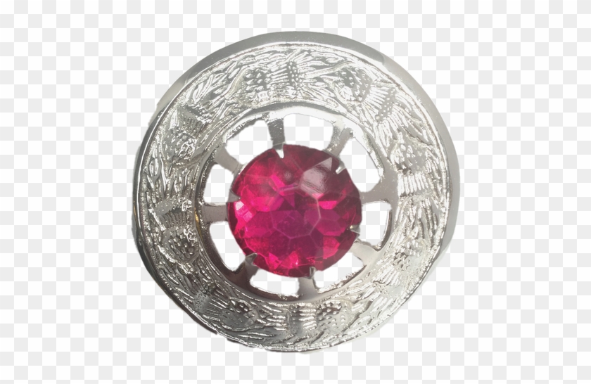 Scottish Kilt Brooch Fly Plaid Pink Stone Antique Finish - Diamond Clipart