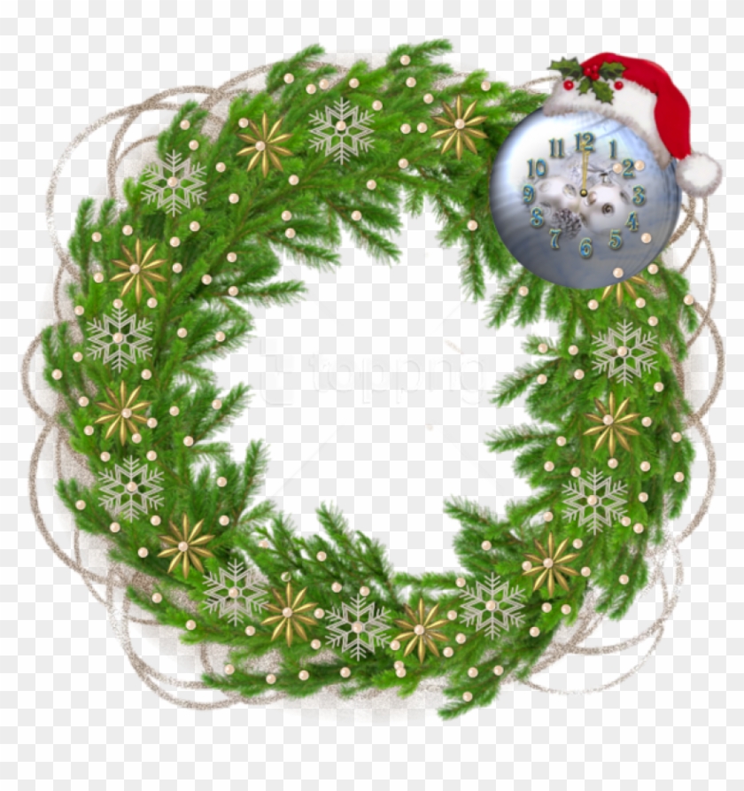 Free Png Christmas Pine Photo Frame With Santa Hat - Christmas Day Clipart