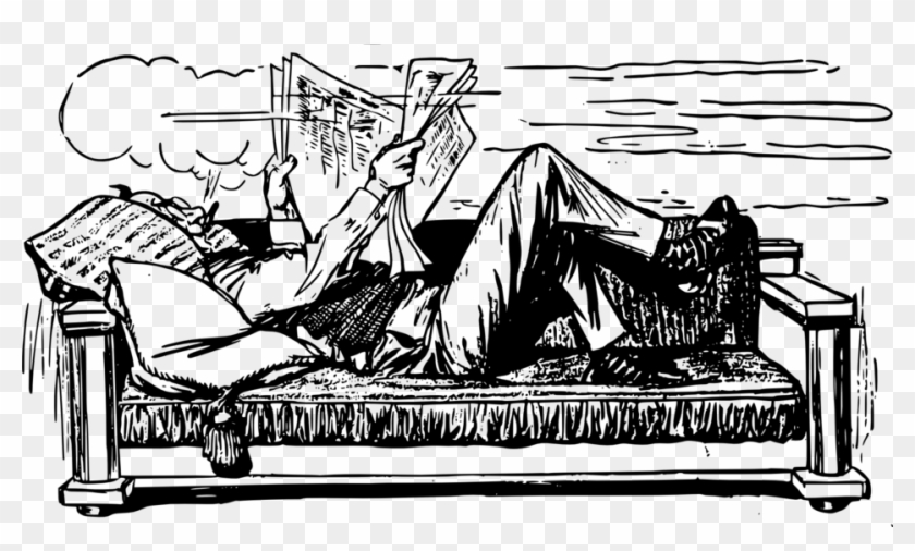 Newspaper On A Sofa - Cartoon Clipart