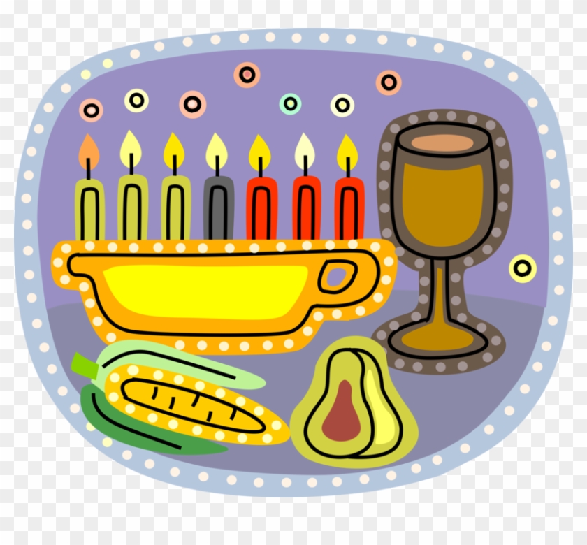 Clip Black And White Stock Kinara Candle With Pear - Png Download