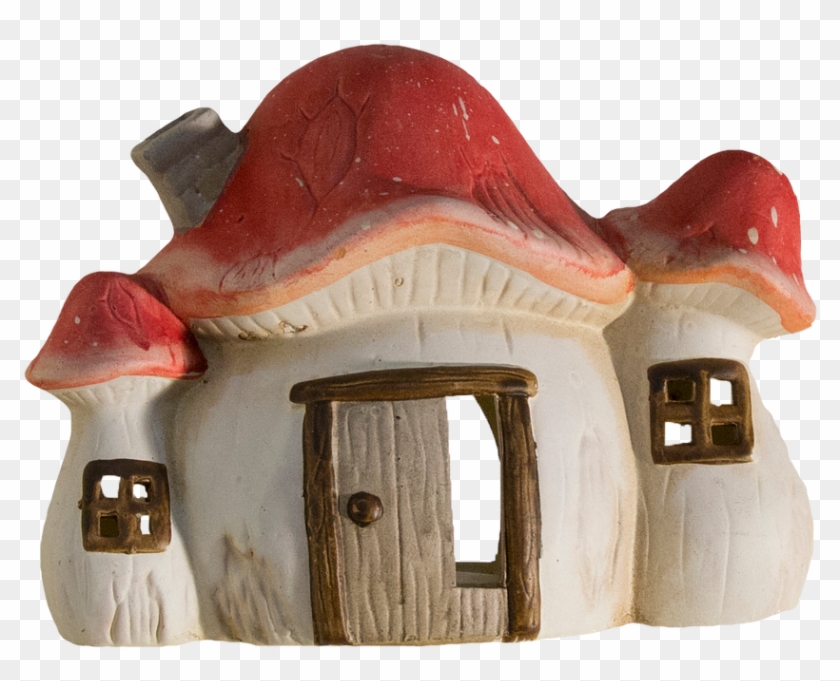 Isolated,home,red Roof,fairy Castle,small Castle,door,window - Casas De Cogumelos Clipart