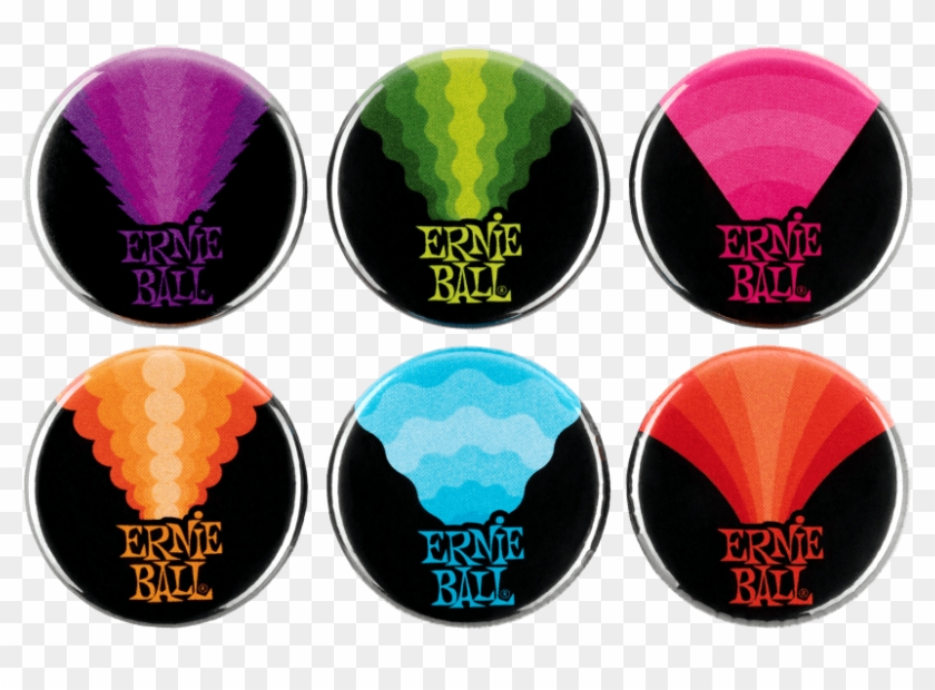 Colors Of Rock'n'roll 1" Assorted Buttons 6pk Front - P04008 Ernie Ball Clipart