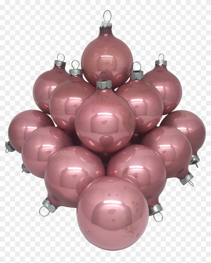 Vintage Metallic Blush Pink Glass Tree Ornaments- Set - Balloon Clipart #4662680