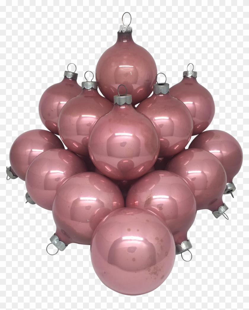 Vintage Metallic Blush Pink Glass Tree Ornaments- Set - Balloon Clipart
