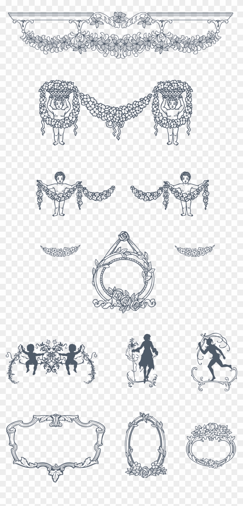 A Somptuous Selection Of Floral And Romatic Ornaments, - Drawing Clipart #4662874