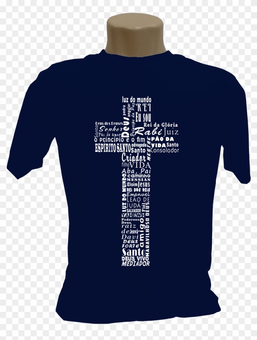Camiseta Cruz Com Nomes Que Revelam Jesus Cristo - Camiseta Cruz Clipart