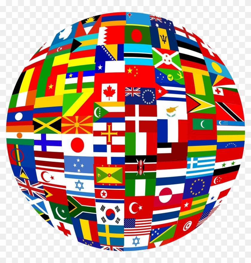 Flags Of The World National United States - Flags On A Globe Clipart