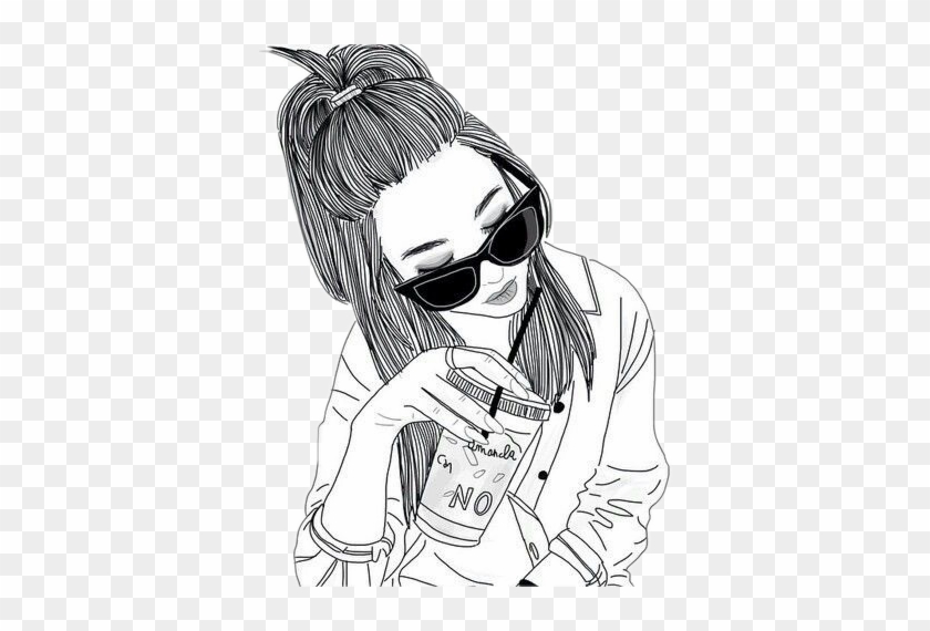 #outline #tumblr #art #people #freetoedit - Cool Girl Drawings Clipart