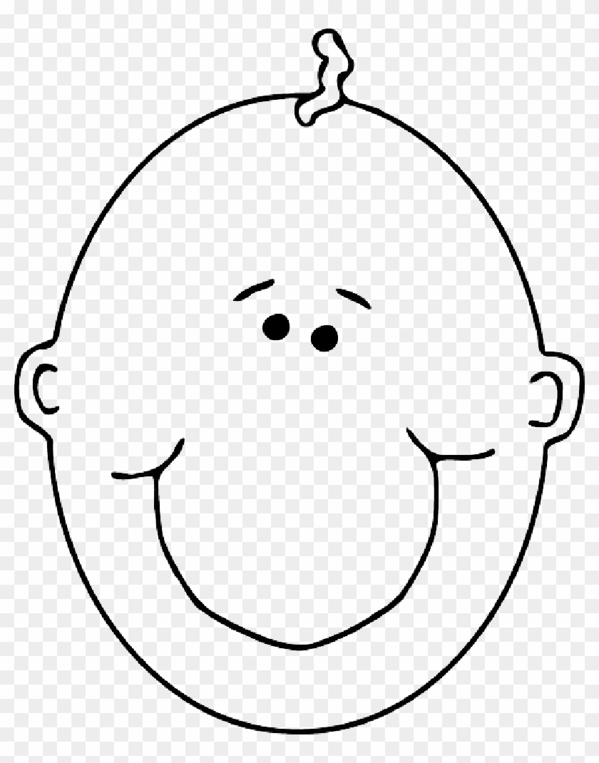 Baby, Head, Outline, People, Boy, Happy, Face, Human - Baby Head Clipart Black And White - Png Download #4665144