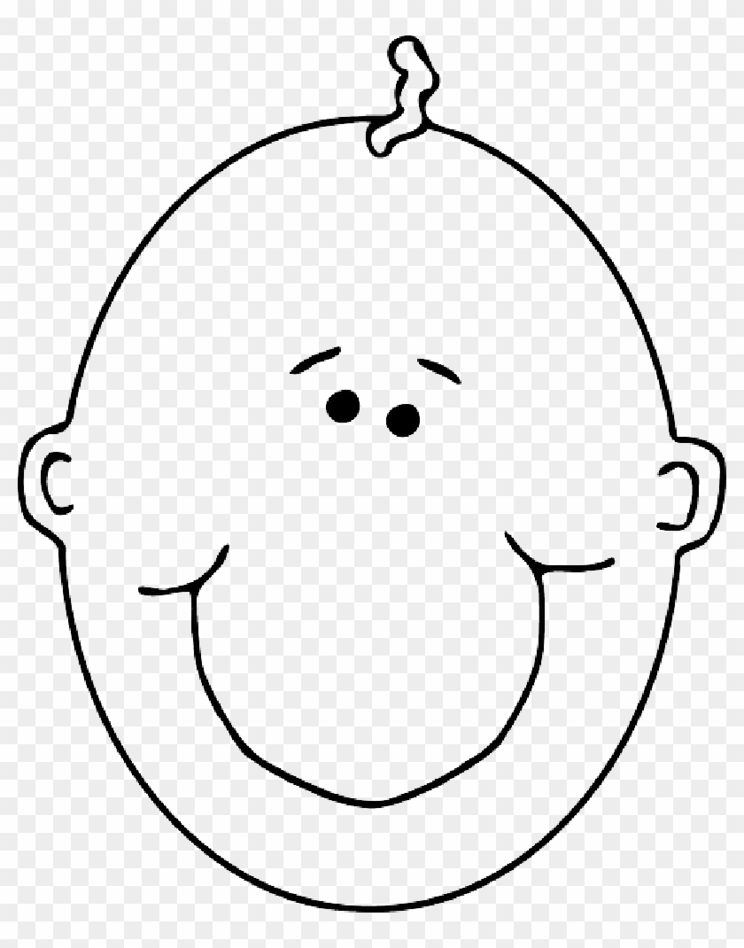 Baby, Head, Outline, People, Boy, Happy, Face, Human - Baby Head Clipart Black And White - Png Download