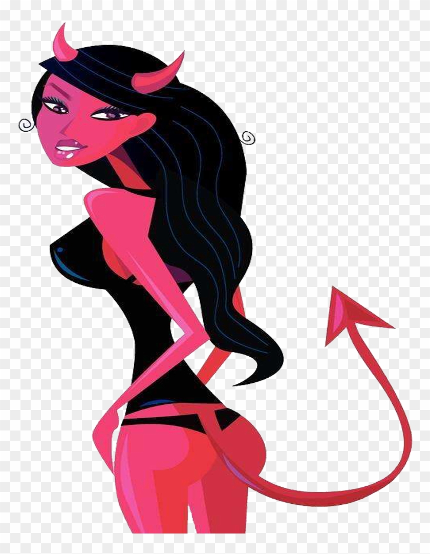 Satan Drawing Woman - Satan Femme Clipart