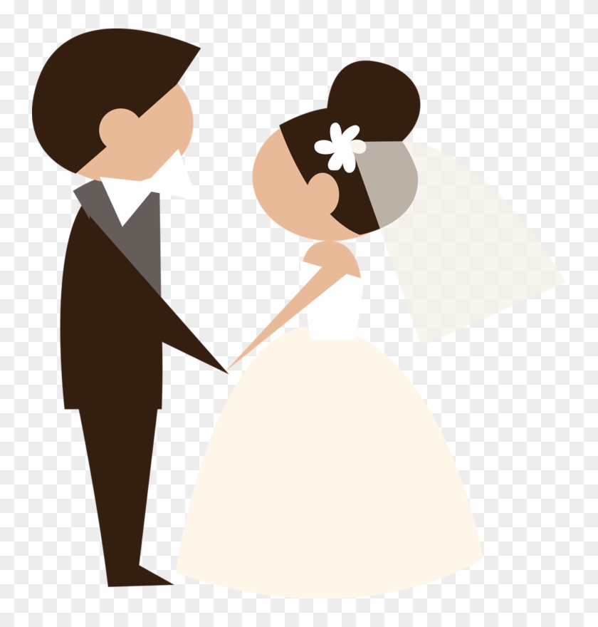Wedding Art, - Bride And Groom Vector Png Clipart #4666277