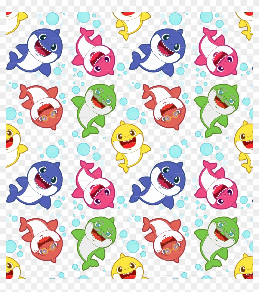 Baby Shark Family - Baby Shark Wall Paper Clipart #4666596