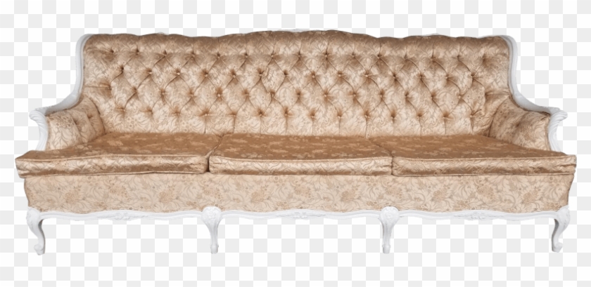French Shimmery Pink Brocade Sofa - Studio Couch Clipart