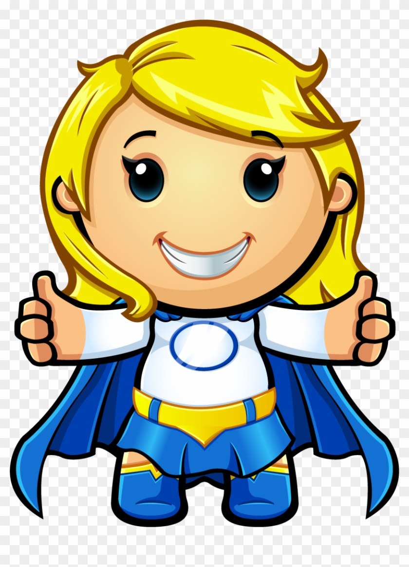 Blue And White Super Girl Two Thumbs Up - Girl Thumbs Up Cartoon Clipart