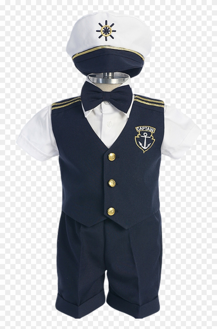 Navy Blue Nautical Sailor Vest & Shorts 5 Piece Outfit - Nautical Costume For Boys Clipart