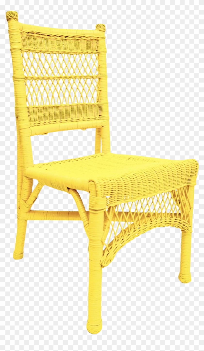 Vintage Henry Link Yellow Rattan Wicker Chair - Chair Clipart #4670389