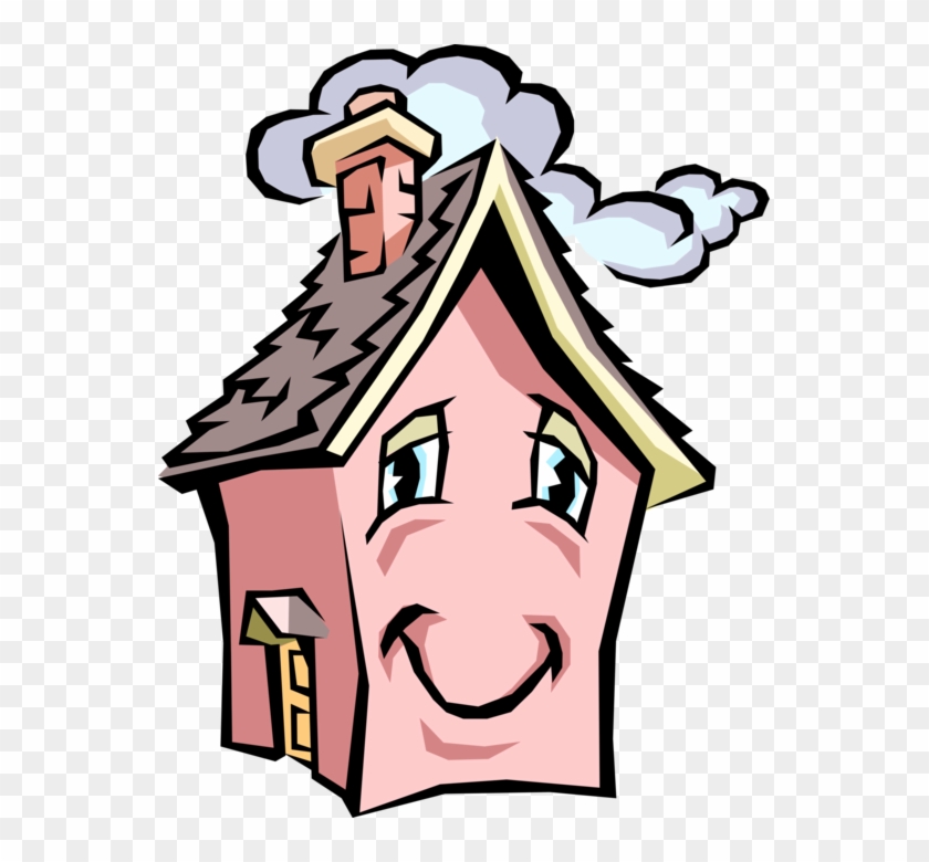 Vector Illustration Of House With Anthropomorphic Cartoon - Häuser Karikatur Clipart