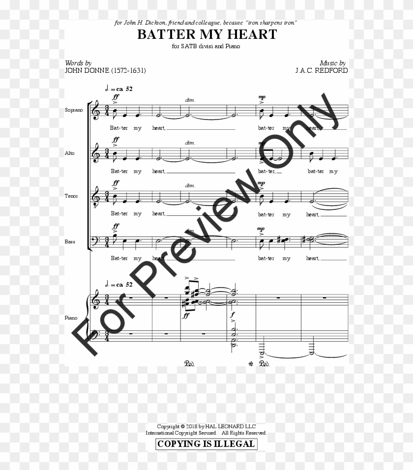 Click To Expand Batter My Heart Thumbnail - Sheet Music Clipart