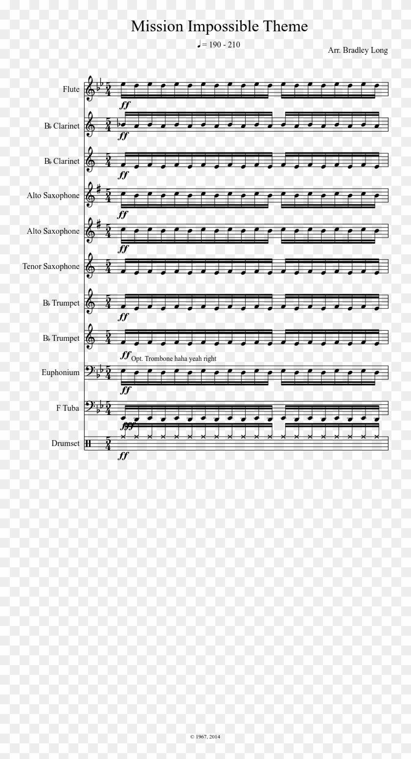 Mission Impossible Theme Pep Band - Guild Wars 2 Violin Sheet Music Clipart