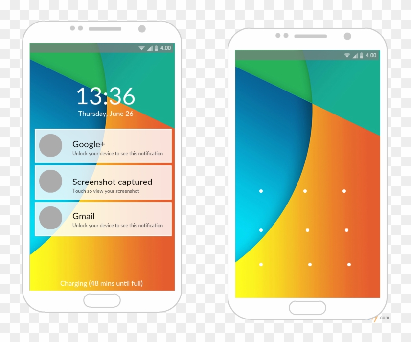 Android Mockup Template Of A Lock Screen - Android Lock Screen Mock Up Clipart #4676528